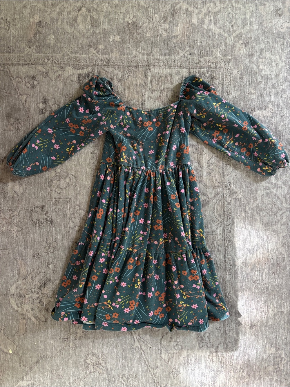 Alice + Ames Girls' Dark Green Floral Dress - Size 6